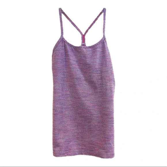 Lululemon Power Y Athletic Pink Heathered Strappy Built in Bra Tank Top 6 - Picture 1 of 6